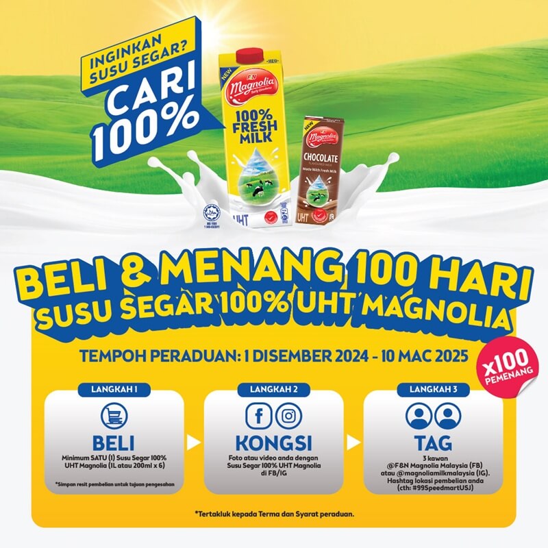 Peraduan Cari 100% oleh !00% Susu Segar Magnolia UHT 