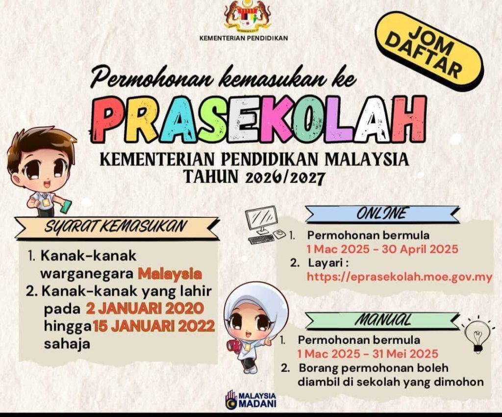 permohonan prasekolah KPM 2026 